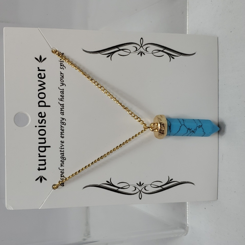 Turquoise stone gold chain necklace